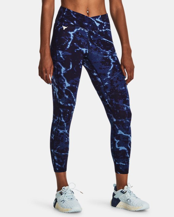 Women's Project Rock Crossover Lets Go Printed Ankle Leggings in Blue image number 0